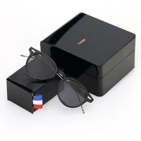 metal round folding sunglasses wooden box brand fashion glasses woman luxury quality rare sun visor