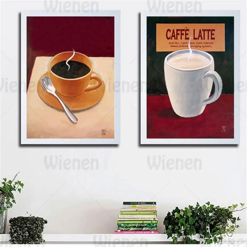 

Coffee Vintage Poster Canvas Painting Cafe Bar Wall Art Coffee Cup Retro Printing Office Wall Decor Home Decor for Living Room