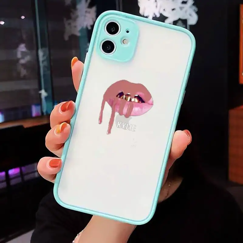 

Sexy Girl Kylie Jenner Lips Kiss Phone Case Matte Transparent for iPhone 7 8 11 12 s mini pro X XS XR MAX Plus cover funda