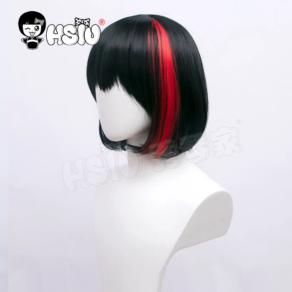 Mitake Ran Cosplay Wig Game Bang Dream! HSIU Black Mixed Red Short Hair+ Free Brand Cap | Тематическая одежда и униформа