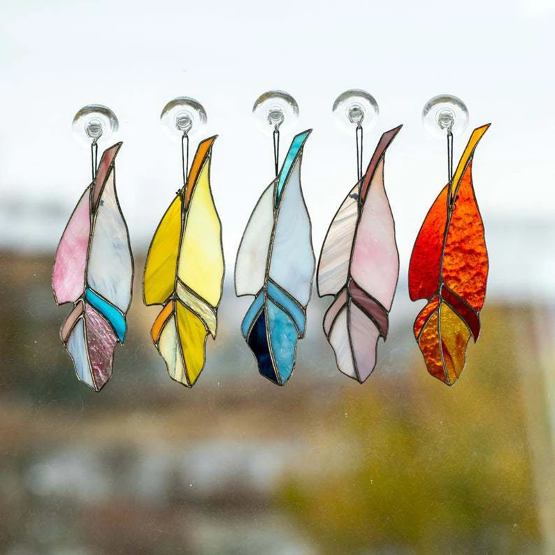 

1/9pcs Feather Modern Acrylic Window Hangings Decor Suncatcher Gift Garden Decor Mother's Day Gift OW