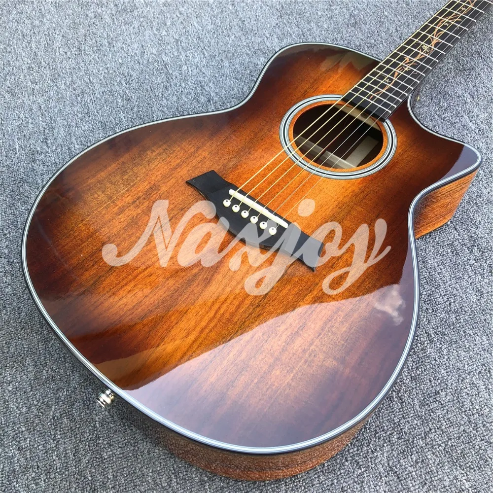 Высокое качество Ebony fingerboard Chaylor K24ce Акустическая гитара, фабрика Cutaway K24 Solid koa гитара