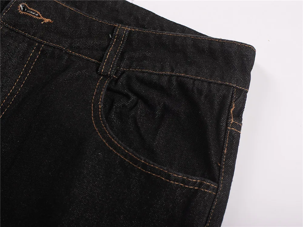 

Pocket Skull Print Jeans for Men Vibe Style Streetwear Hip Hop Casual Straight Denim Pants Male Black Jeans Trousers