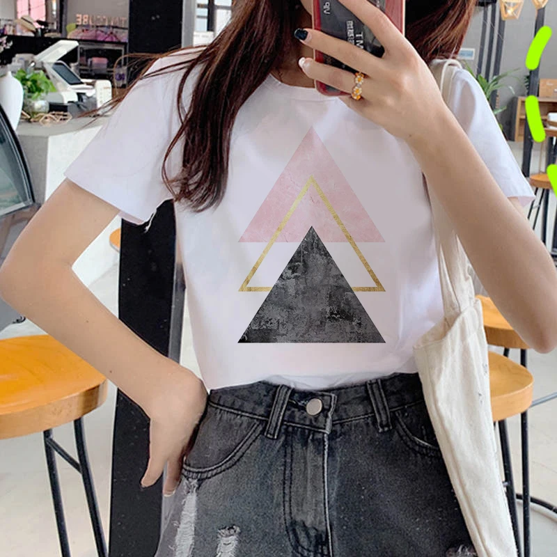 

New Geometric figure printed t shirt Women 90s Short Sleeve Summer TShirt Harajuku Fashion landscape T-shirt