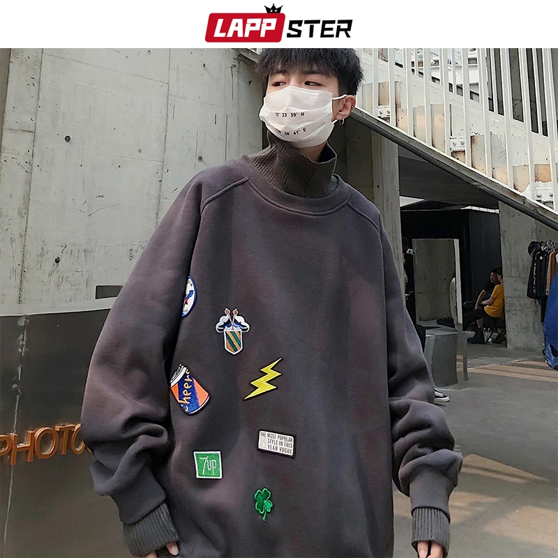 Мужская толстовка с высоким воротником LAPPSTER Японская уличная одежда в стиле