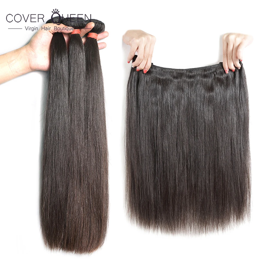 

COVER QUEEN Onecut Hair 6-30 32 38 40 Inch Raw Virgin Brazilian Hair Weave Bundles Straight 100% Human Hair Bundles 3 Pcs