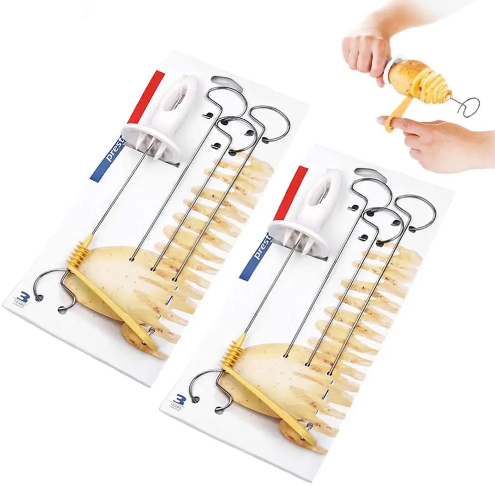 

Potato Slicing Knife Skewers Grill Manual Rotating Potato Tower Spiral Vegetable grater Kitchen Supplies