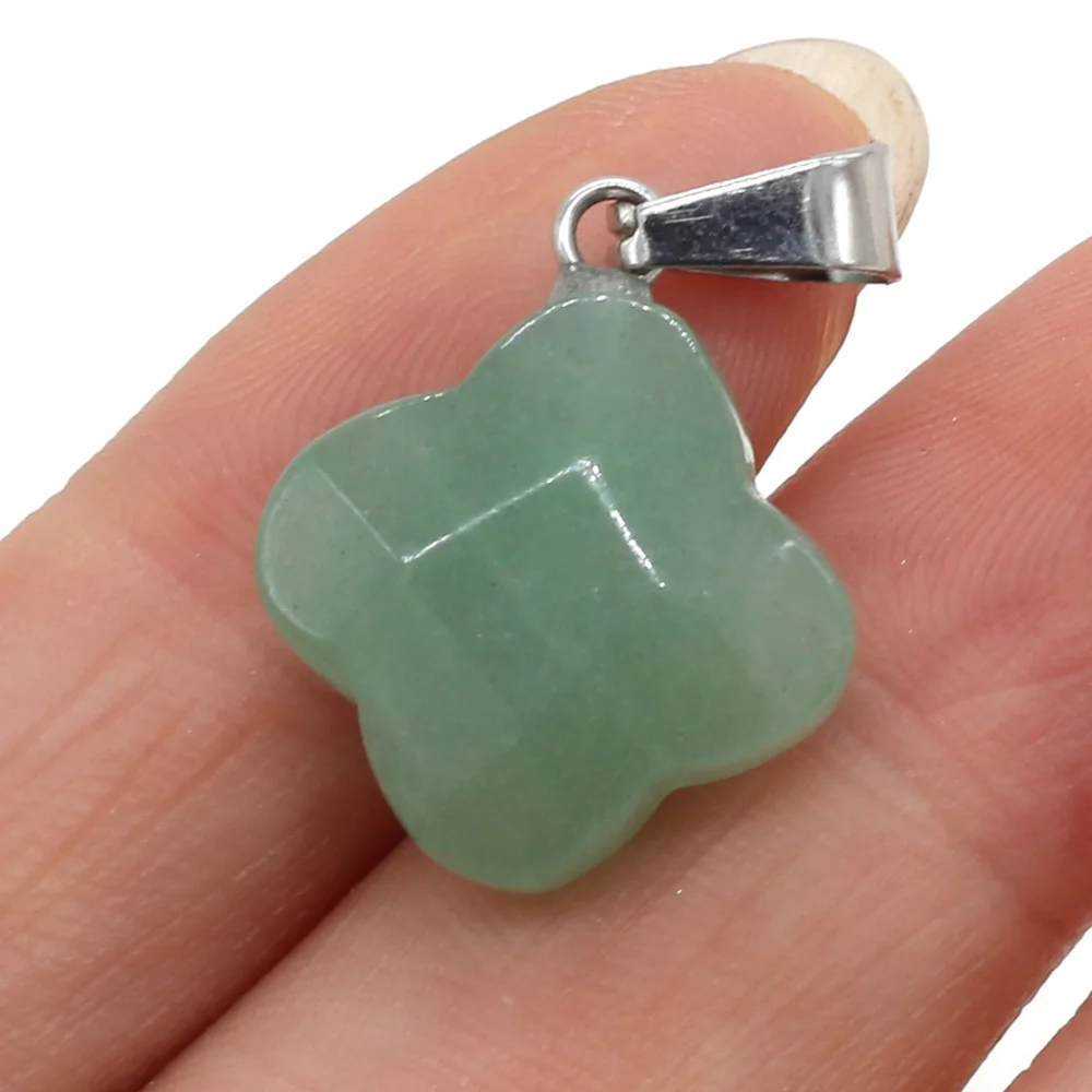 

1pcs Natural Stone Four Petals Shape Charm Pendant for Jewelry Making DIY Necklace Bracelet Earrings Accessories Size 18x20mm