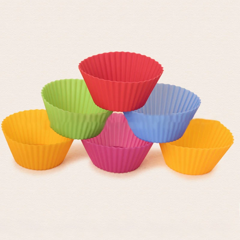 

6PCS/set Reusable Round Silicone Cake Baking Mold Muffin Round Cake Cup Muffin Cup Baking Pastry Kitchen Tool