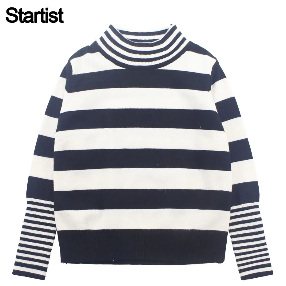 Свитер в полоску для девочек повседневный детский джемпер стиле пэчворк одежда