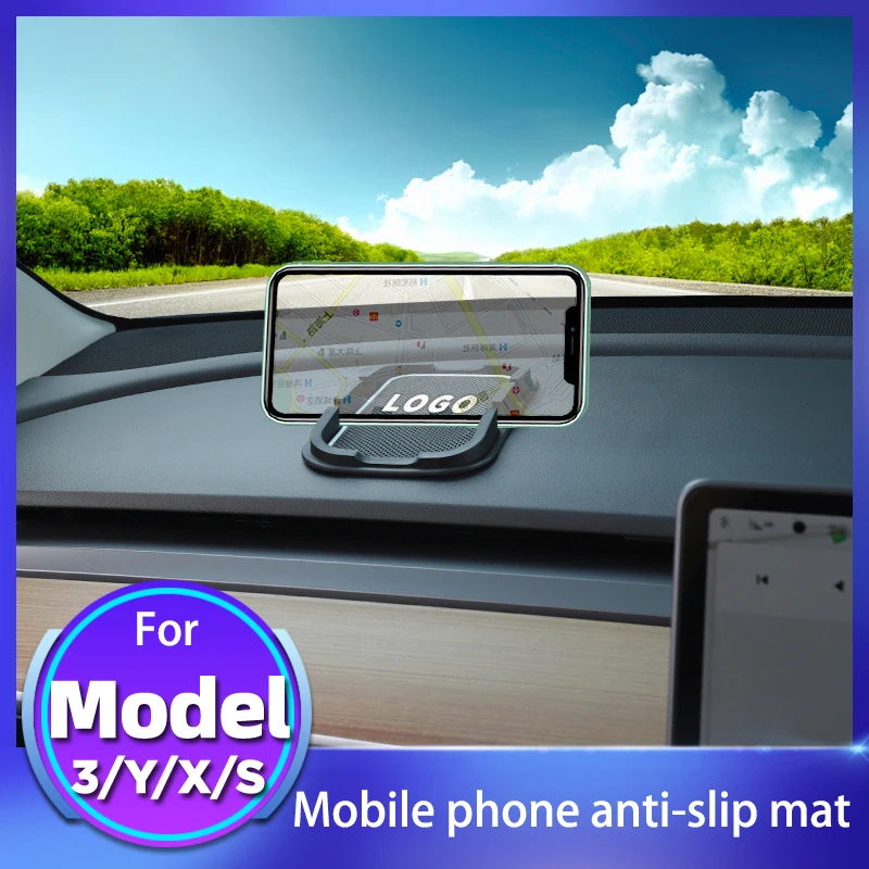 

For Tesla Model 3 Anti-slip Mat Accessories Model S Mobile Phone Holder Silicone Pad Model Y Cellphone Car Mount Desk Stand
