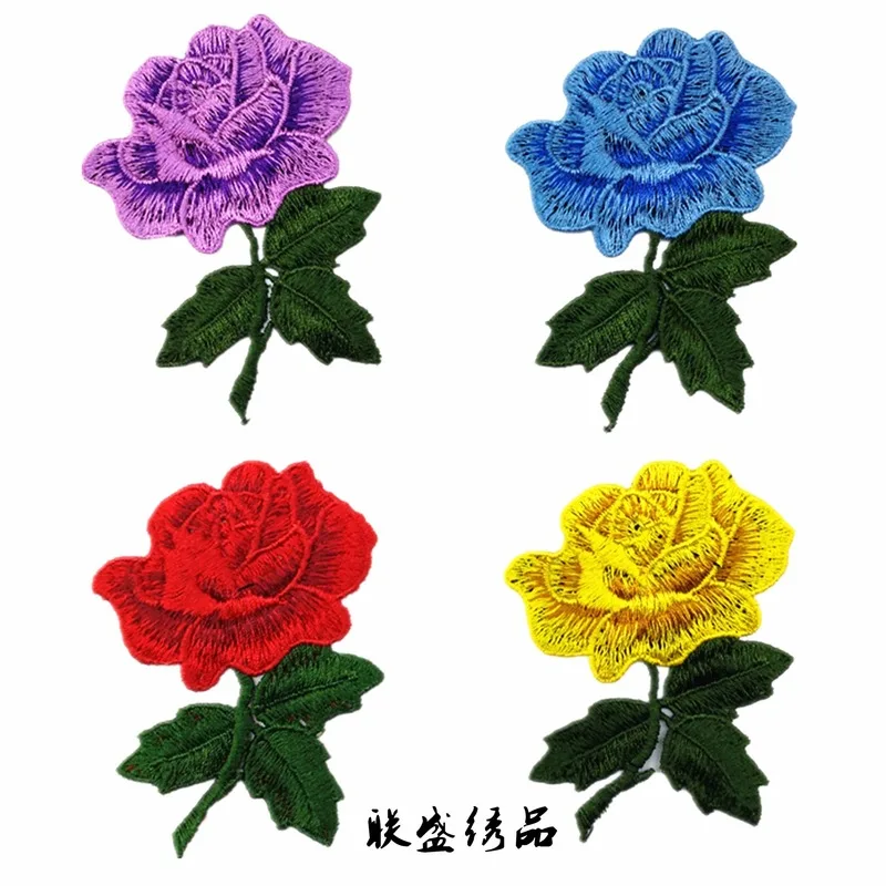 

100pcs/lot Embroidery Patches Rose Flower Floral Leaf Clothing Decoration Underwear Accessories Diy Iron Heat Transfer Applique