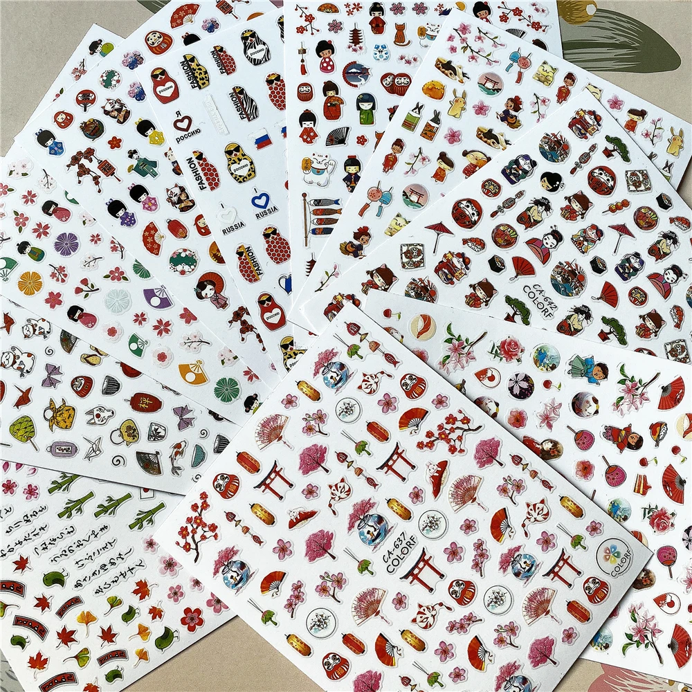 CA 128 643 японское кимоно с цветами вишни 3D наклейка для ногтей декоративное