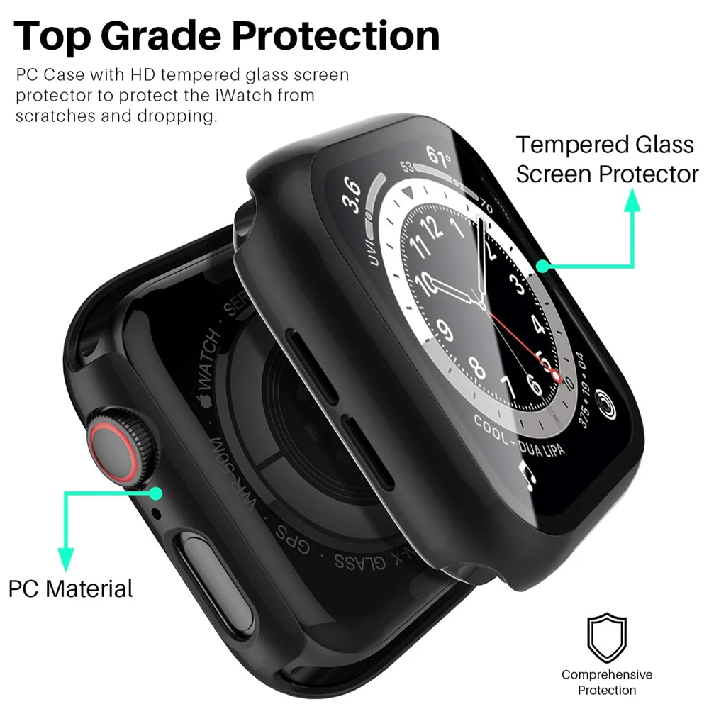 Чехол для apple watch 7 45 мм 41 чехол с защитой экрана пленка из закаленного стекла iwatch SE