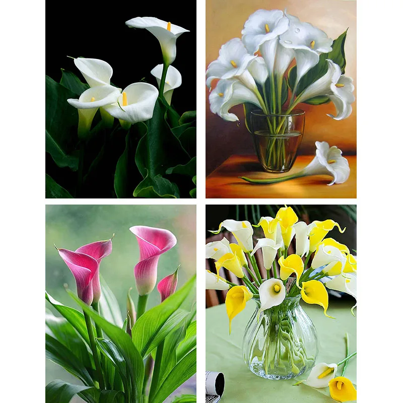 

Камни в форме ромба изображение с круглыми алмазами, Calla Lily Новое поступление Алмазный Набор для вышивки «ваза» цветок вышивка крестиком ко...