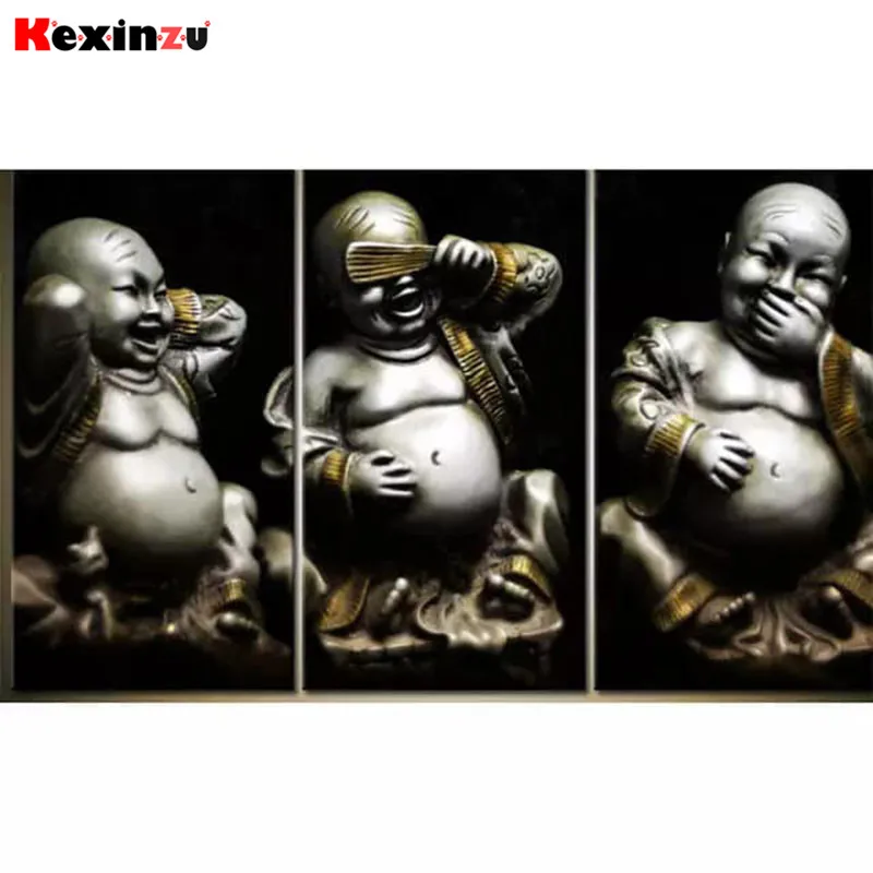 

3 шт. 5D Сделай Сам полный квадратный круглый камень смола Алмазная картина крестиком статуя Будды вышивка Алмазная мозаика подарок другу