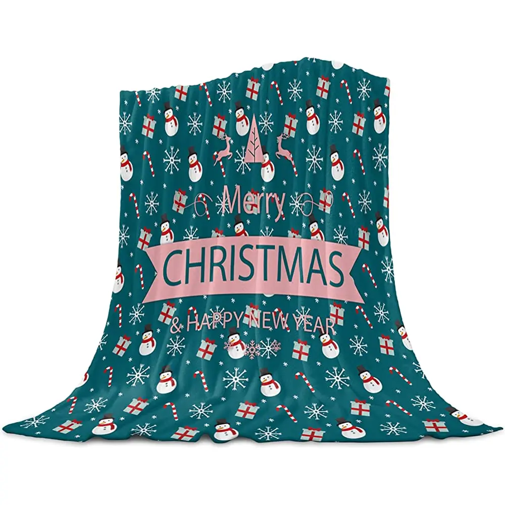 

Flannel Fleece Throw Blanket Christmas Cute Snowman Red Flower Leaves,Lightweight Cozy Warm Throws Berry Coffee Branch Seamless