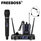 Двухсторонний UHF беспроводной микрофон Freeboss FB-U35H с фиксированной частотой, ручной, с лацканами, гарнитура для караоке