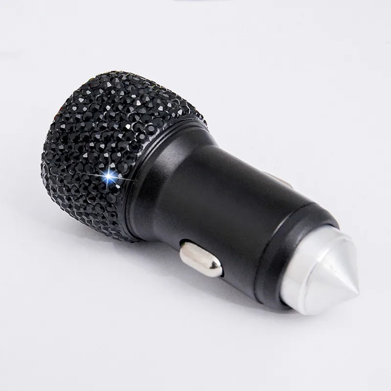 Black 1 шт. Модное Новое двойной зарядное устройство usb автомобильная Зажигалка Bling ручной работы, со стразами хрустальные Автомобильные украшения для быстрой зарядки автомобиля Декор - Color Name: Black