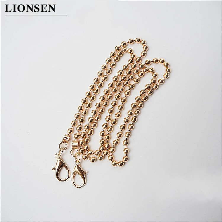 Золотой Lionsen 120cm Ball Replacement Chain Strap Metal link Clasp Purse Chain Bag Handle Shoulder Cross Body Handbags Chain Strap - Цвет: Золотой