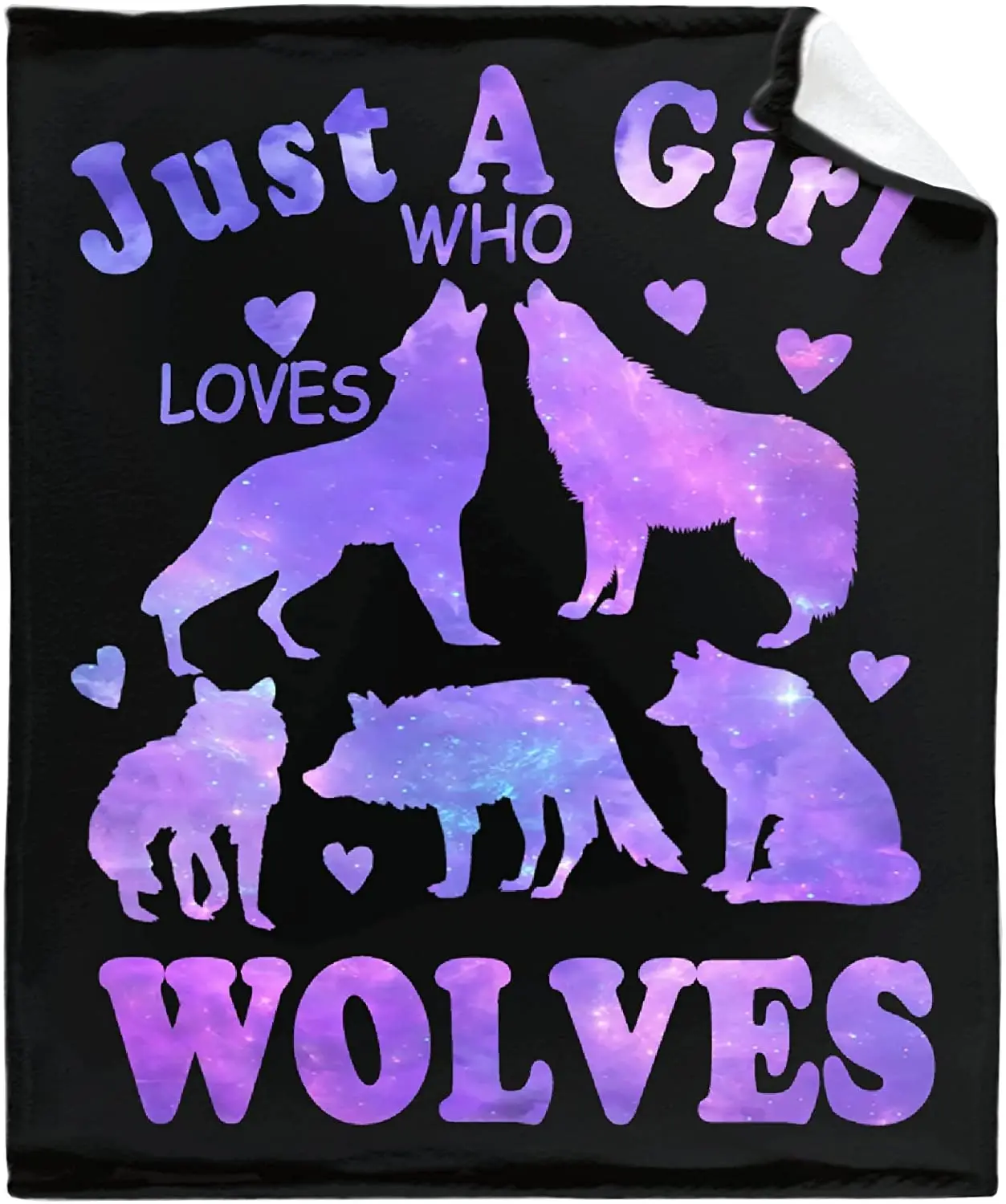 

Wolf Blanket Just Girl Who Loves Wolves Plush Gift Cute Purple Animal Lover Sheet Super Soft Flannel Blankets Decor Bed Chair