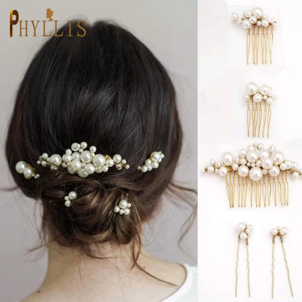 

A149 Trendy Handmade Pearl Tiara Wedding Hair Comb Hair Pins Wedding Hair Accessories Headpiece Girls Women Bridal Hair Jewelry