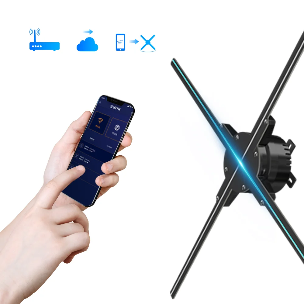 

56cm 3d Hologram Projector Fan Wifi 616Led Player Sign Holographic Lamp Remote Advertising Display Support Image Video Phone PC