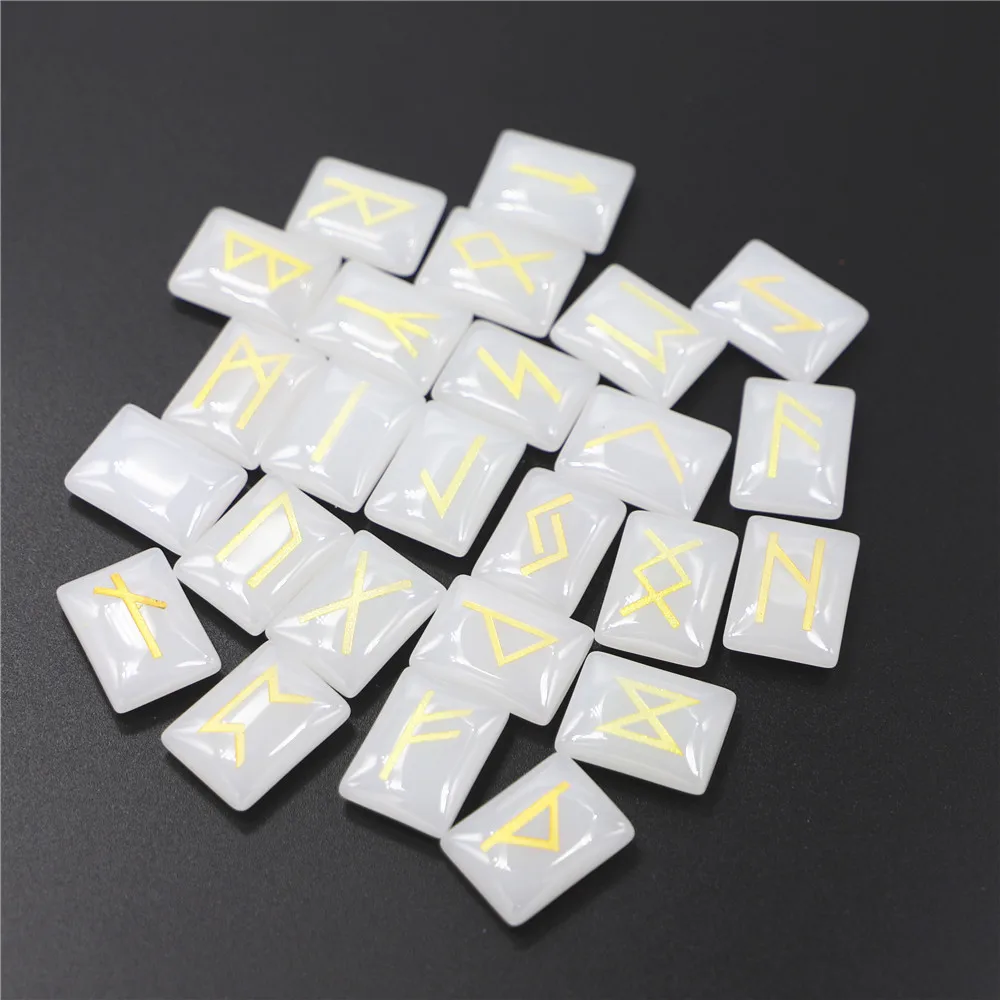 

Artificial Crystal Multicolor Viking Rune Amulet Set Halo Repair Crystal Divination Rotating Rectangle Stone