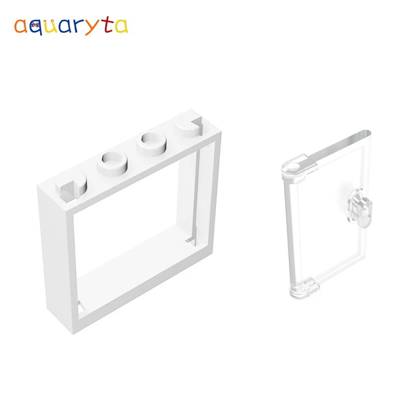 

AQUARYTA 10pcs Building Blocks Window Frame 1X4X3 and Glass Compatible 60614+60594 DIY City Street View Bricks Toys for Kids