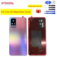 original new glass back door cover for vivo v21 rear battery housing mobile phone case replacement spare parts