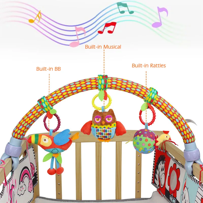 

Мобиль для детской кроватки, детские игрушки для коляски, игрушка для новорожденных 0-12 месяцев с музыкальными погремушками, детские плюшев...
