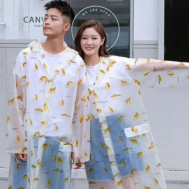 

Transparent Raincoat Rain Coats Long Big Size Cloak Poncho Women Men's Waterproof Cute Cartoon Printing Clear Rain Jacket Cover