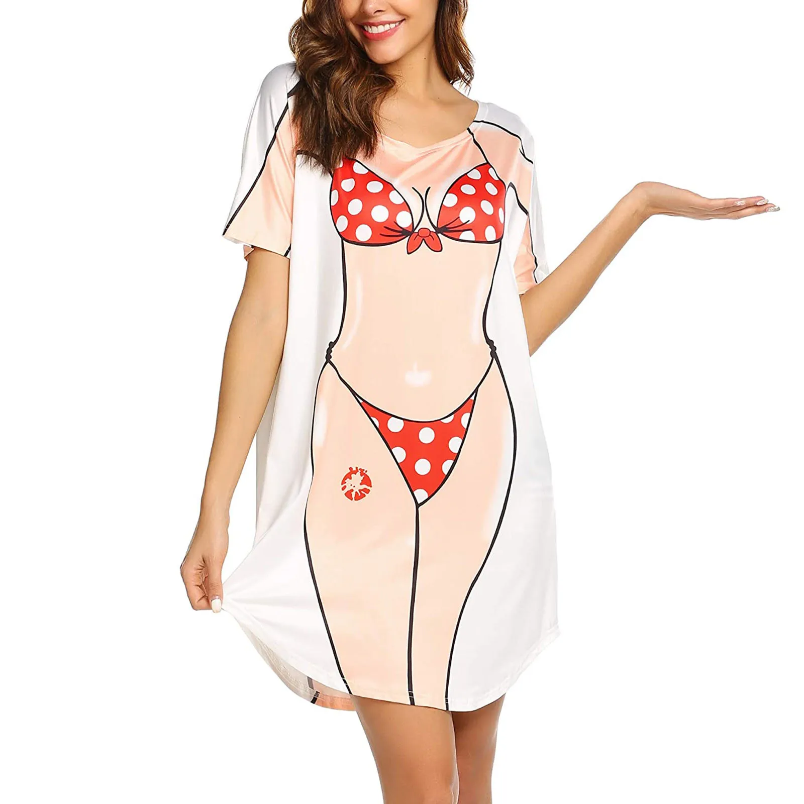 

Beach Dress For Women Summer Funny Bikini Swimsuit Printed Mini Dress For Casual Sundress Vacation Holoday Robes