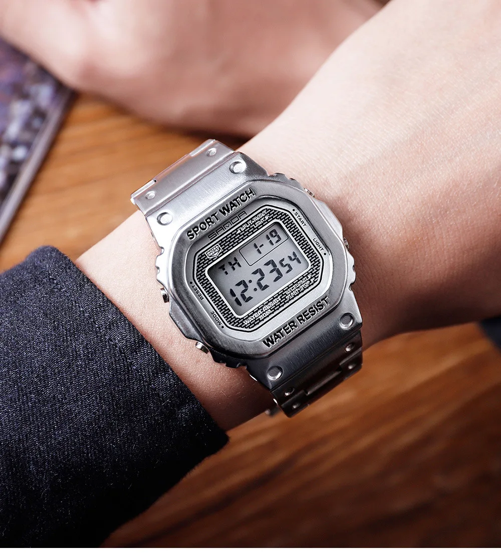Брендовые роскошные мужские цифровые часы многофункциональные