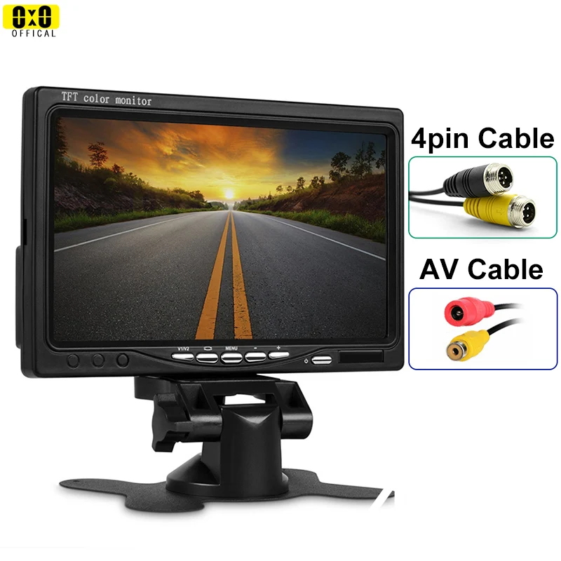

HD 7-Inch 800*480 Car Monitor Car Rear view Parking Monitor TFT Color with 2 Video Input for Reverse Camera Truck Monitor