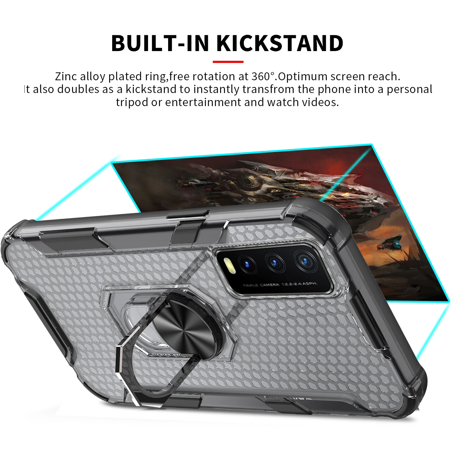 Чехол с кольцом-держателем магнитный Прозрачный Бампер для Vivo Y20 Y20i Y19 Y31 Y53S 4G Z1x IQOO