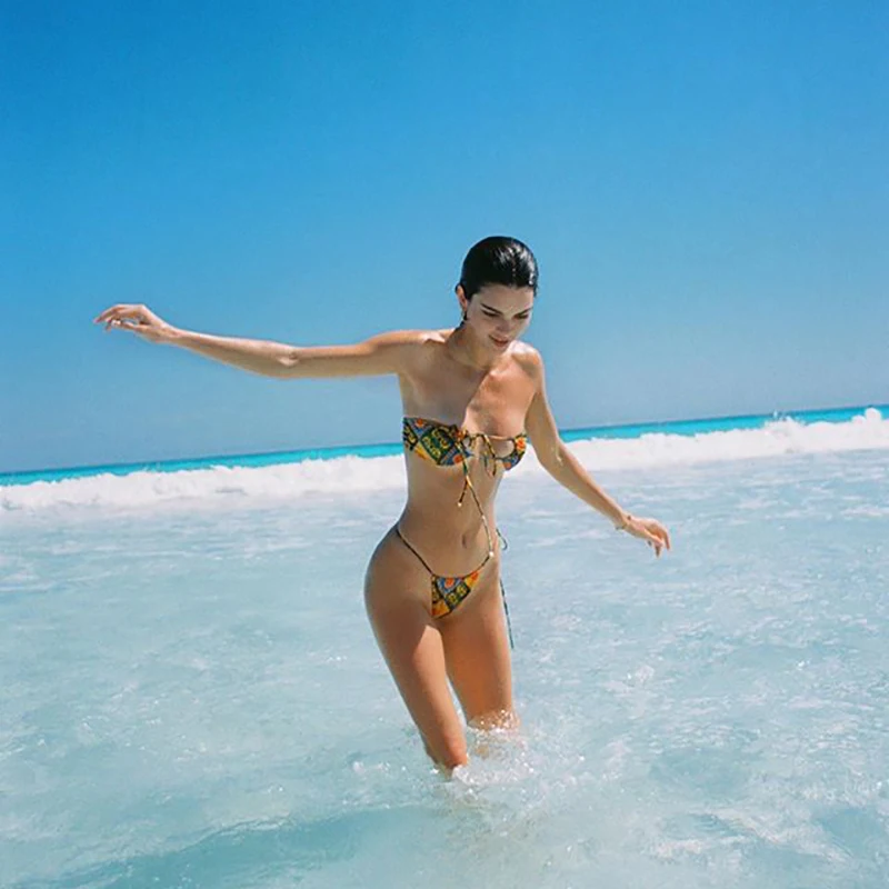 

KJ01 сексуальный набор пуш-ап бикини Купальники Для женщин купальный костюм ванный комплект Для женщин, топ c бретелькой через шею, бикини с пр...