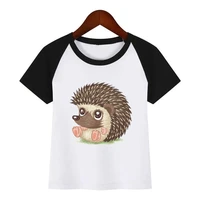 kids summer tops boys girls watercolor hedgehog print t shirt children funny animal short sleeve baby cute clothing