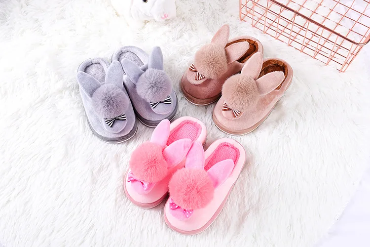 Детская обувь для маленьких мальчиков и девочек меховые домашние тапочки с