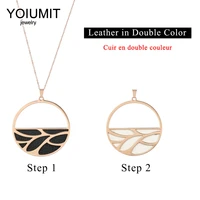 cremo diy rose gold interchangeable leather necklace pendant stainless steel necklace for women fashion jewellery dropping