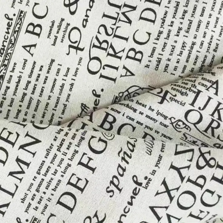 Швейная хлопчатобумажная ткань с газетным принтом льняная хлопковая Лоскутная
