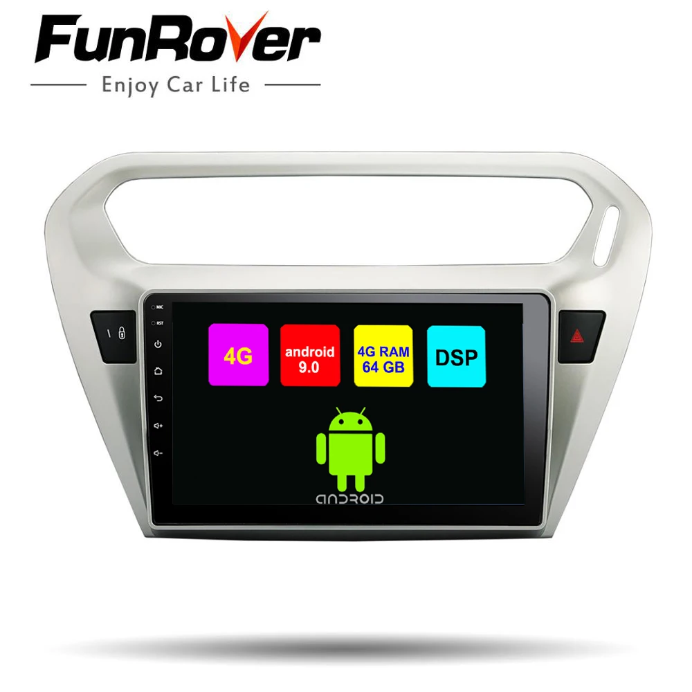 Funrover IPS 4G + 64G ROM Android 9 0 автомобильный dvd плеер GPS навигация Мультимедиа для peugeot 301