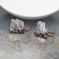 natural white quartz tusk spikes antique brass adjustable ringclear crystal healing finger ring for women party jewelry gift