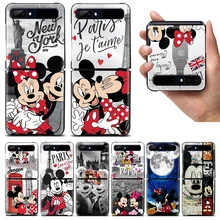 Shockproof Cover Black Folding Mobile Hard Shell Mickey Minnie Travel For Samsung Galaxy Z Flip 3 5G Black Fundas Phone Case