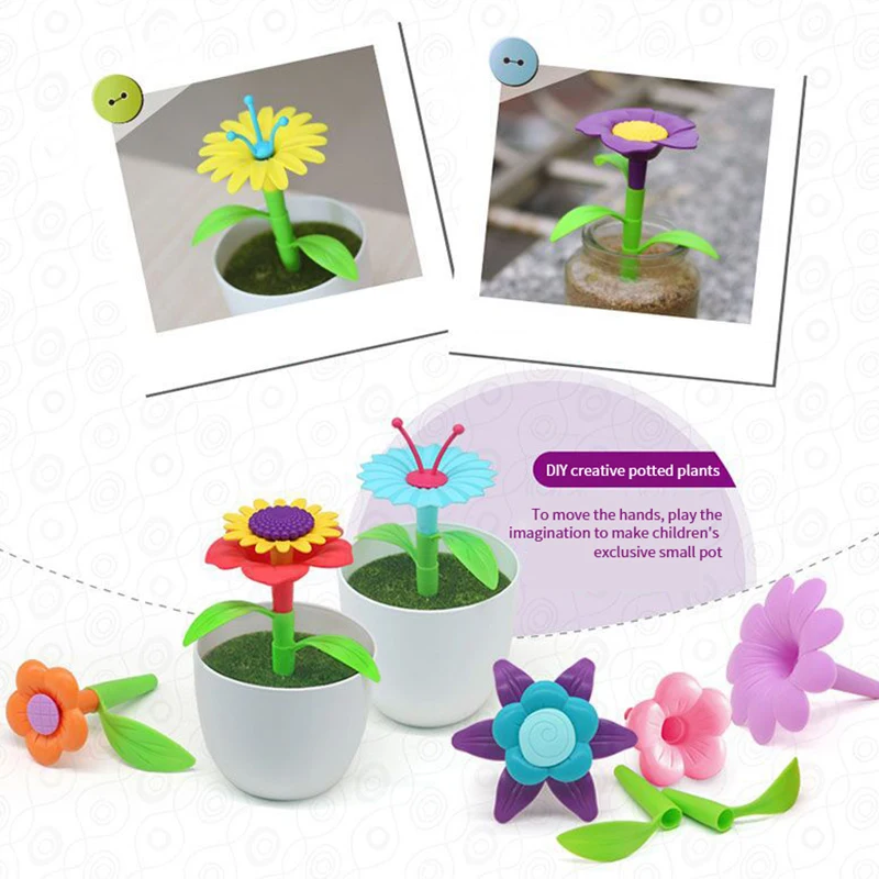 Детские пазлы строительные блоки игрушки растения Цветочный мир набор