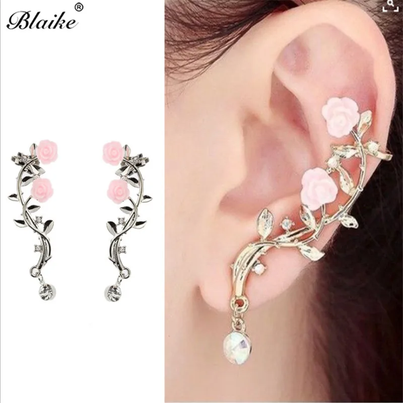 Женские серьги-гвоздики с желтым золотом Blaike серебристые/золотистые циркониевые