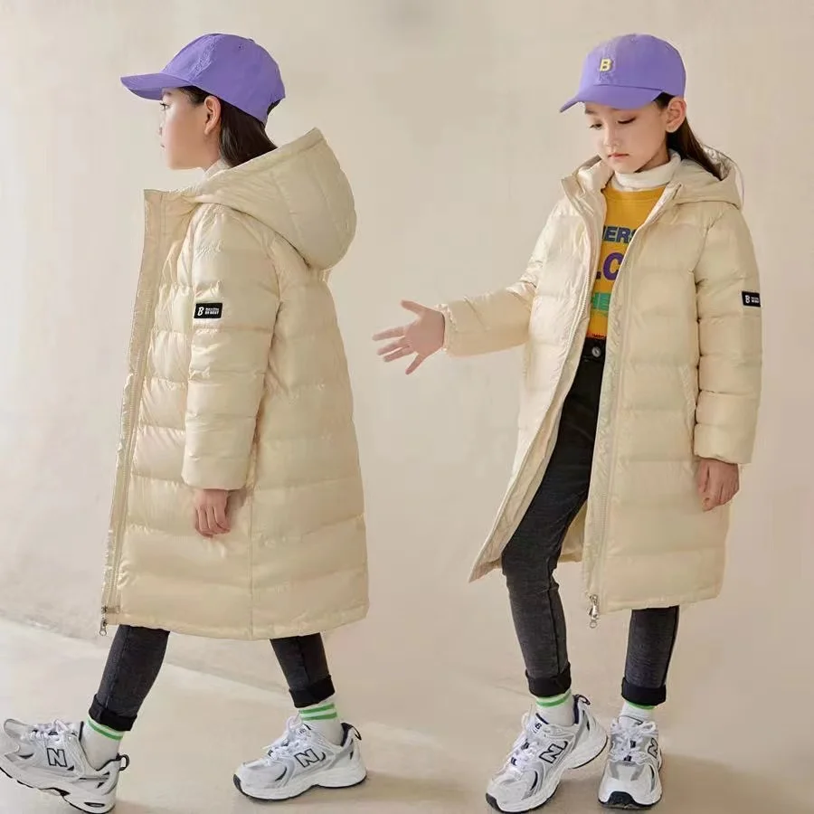 

Winter Children's clothing Down Jacket for girls Light Long Warm Outerwear Unisex Boy Hooded Snow Jacket doudoune outwear