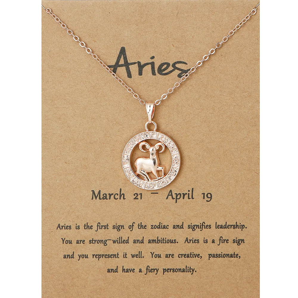 

New Fashion 12 Constellation Necklace Women's Men's Three-dimensional Logo Round Pendant Necklace Couple Jewelry Birthday Gift