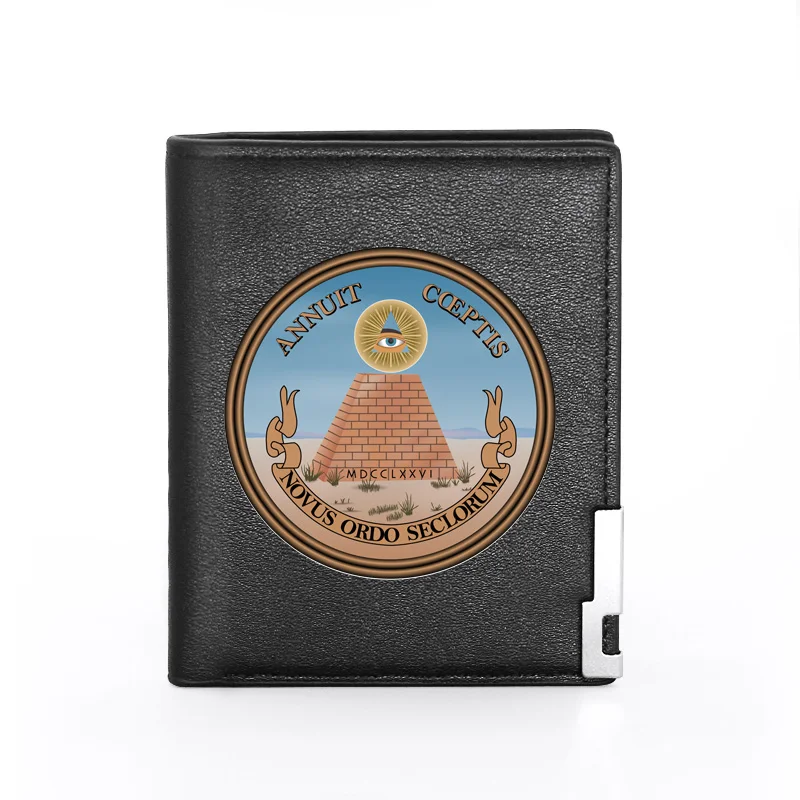 

Eye of God Novus Ordo Seclorum Leather Wallet Classic Men Women Billfold Slim Credit Card/ID Holders Money Bag Short Purses