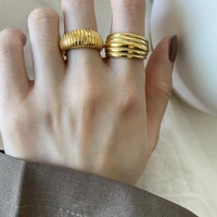 zj street style tarnish free stainless steel minimalist irregular layering textured rings for women fashion statement jewelry